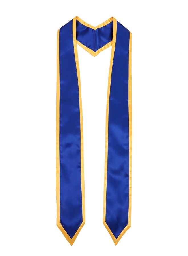 Erligo Graduation Honor Stole Classic End with Trim for Unisex Adult 72 Inches Long (Royal Blue + Gold Trim, 72 Inch) - Image 1